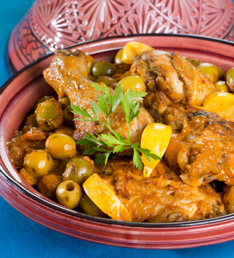 Tagine de pollo al limón y aceitunas